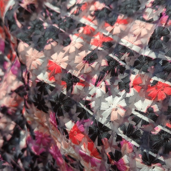 Sam Edelman Enchanted Kiss Floral Embroidered Organza Midi Skirt Women's 6 - Picture 3 of 13